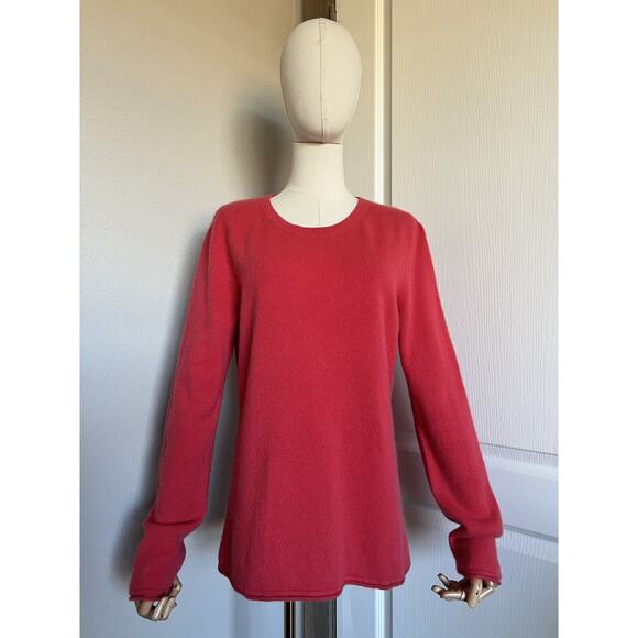 Prive Cashmere Sweater Red Knit Long Sleeve Crew Neck Pullover Sweater Sz Large - Picture 2 of 13